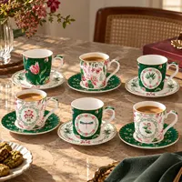 Botanic Chic 6’lı Porselen Kahve Fincan Seti - Easy Life