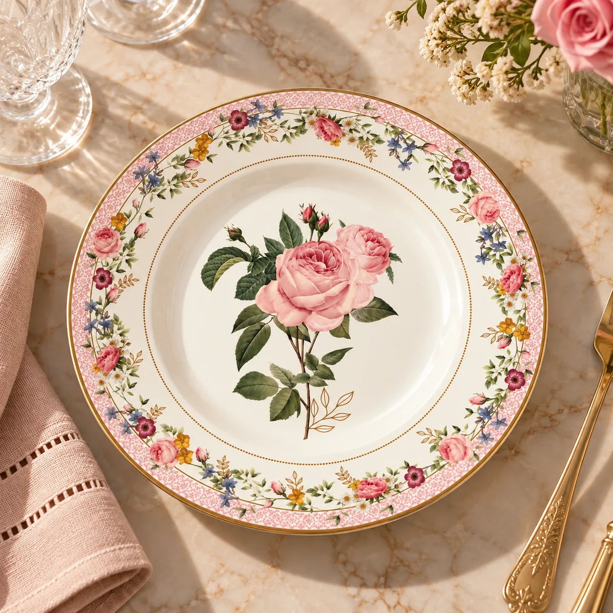 Chant Des Roses Porselen Pasta Tabağı - Easy Life