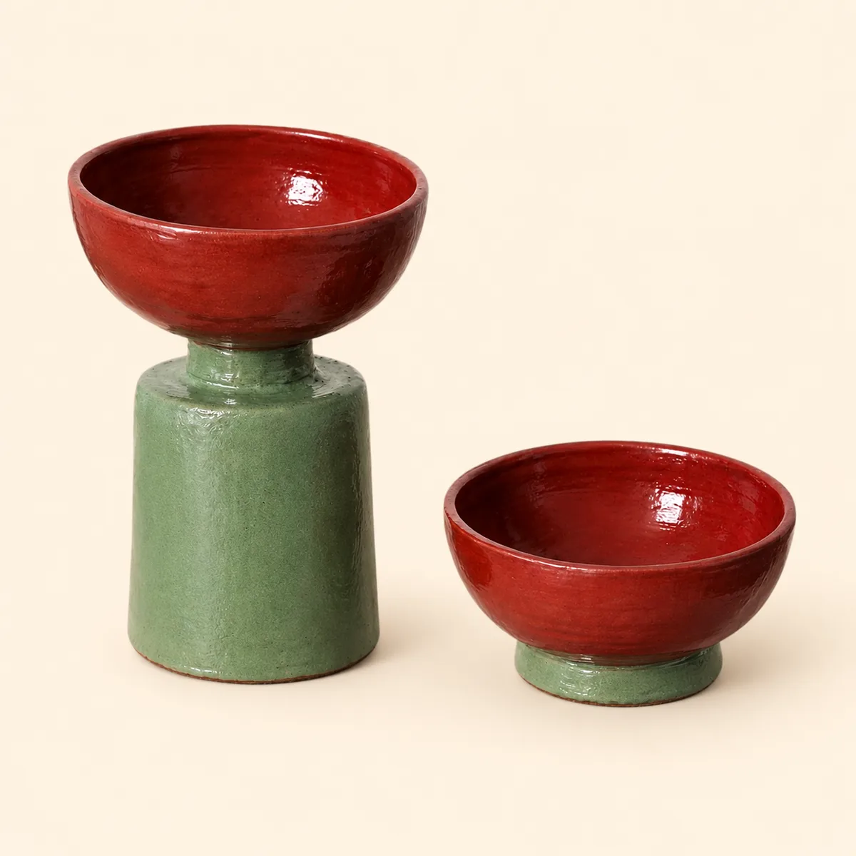 Duo Pedestal Bowls (2'li)