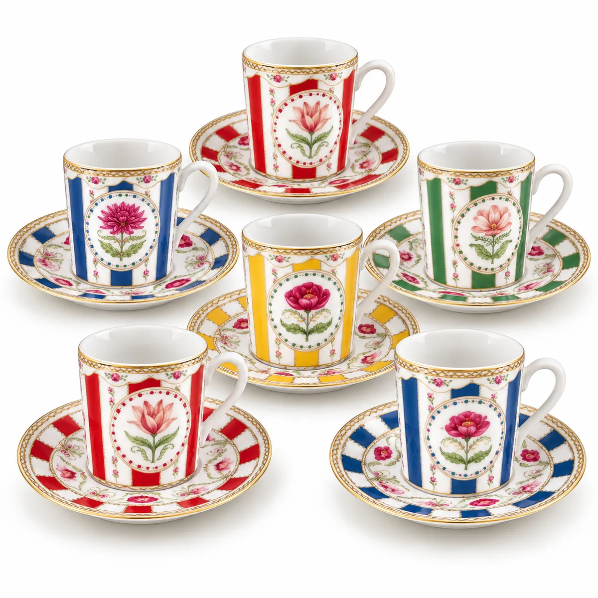 Flowery 6’lı Porselen Kahve Fincan Seti - Easy Life
